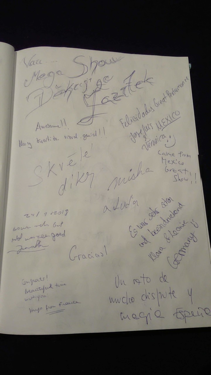 Black light theatre guestbook